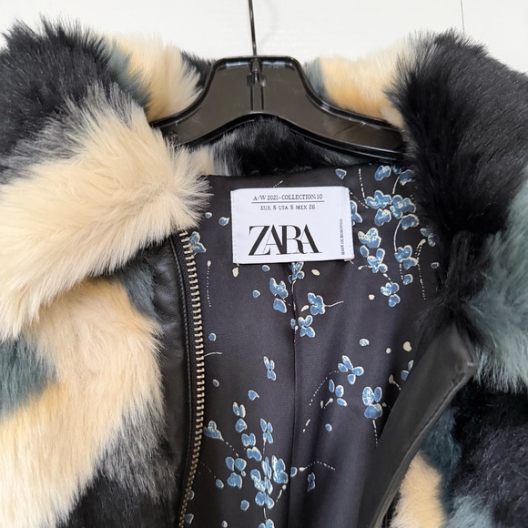 Zara A/W 21 Limited Edition Faux Fur Chevron Jacket - Picture 4 of 6